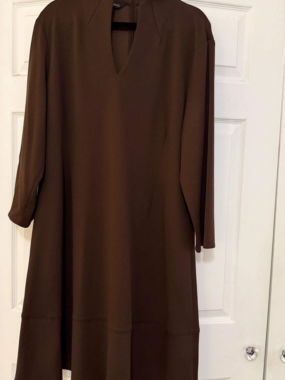 Ming Wang Chocolate Brown V-Neck Shift Dress